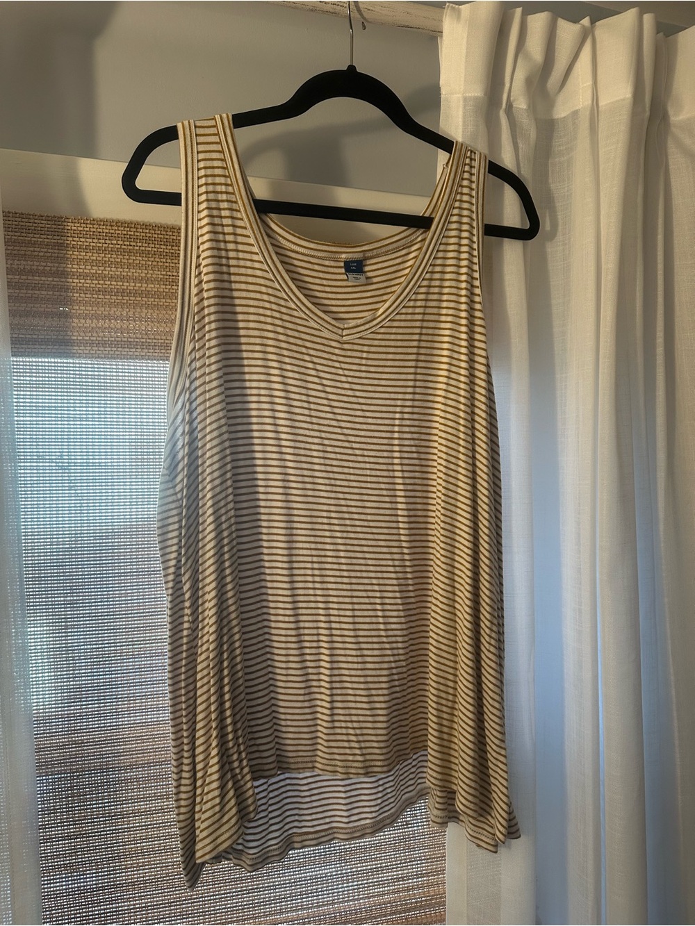 Old Navy Cream and Brown Striped Women's Tank